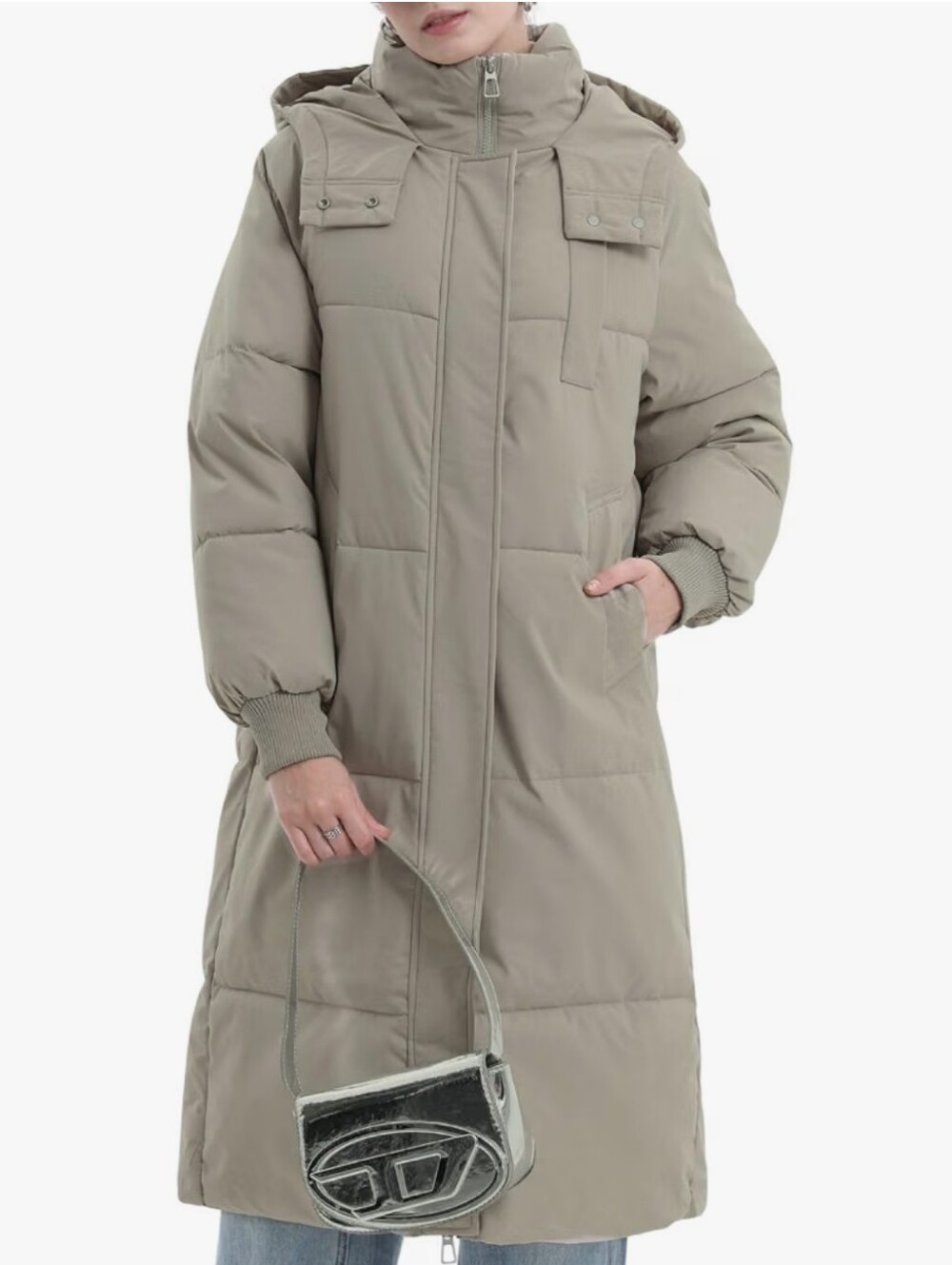 Long Hooded Puffer Jacket, Quilted Winter Coat